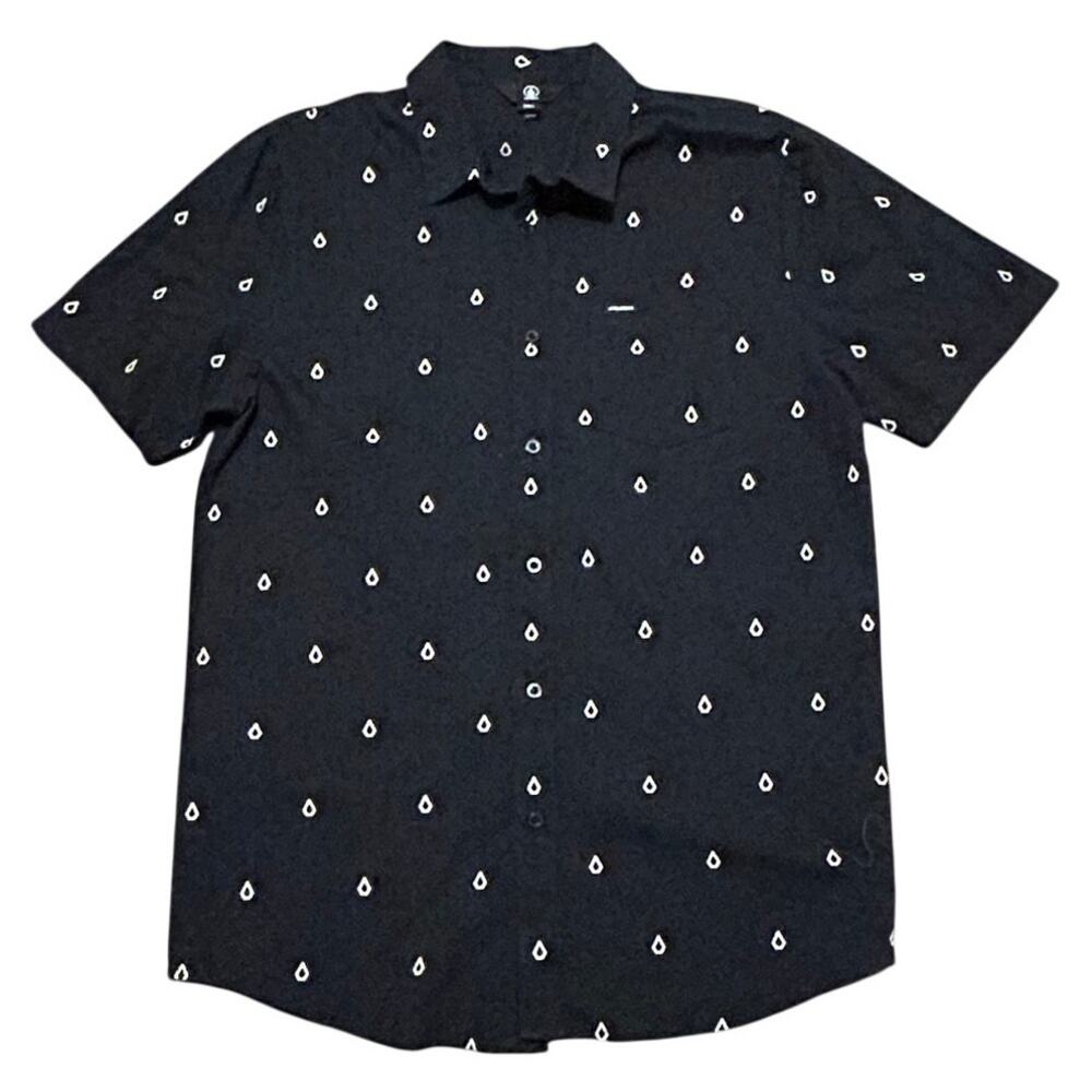 Volcom Men's Patterson Short Sleeve Button Up Shirt Black Geometric Stone L - Picture 2 of 9